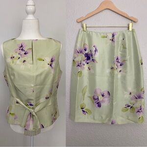 Vintage Rickie Freeman for Teri Jon Silk Floral Skirt Set Size 10